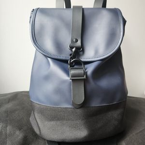 RAINS Drawstring Backpack in navy blue
